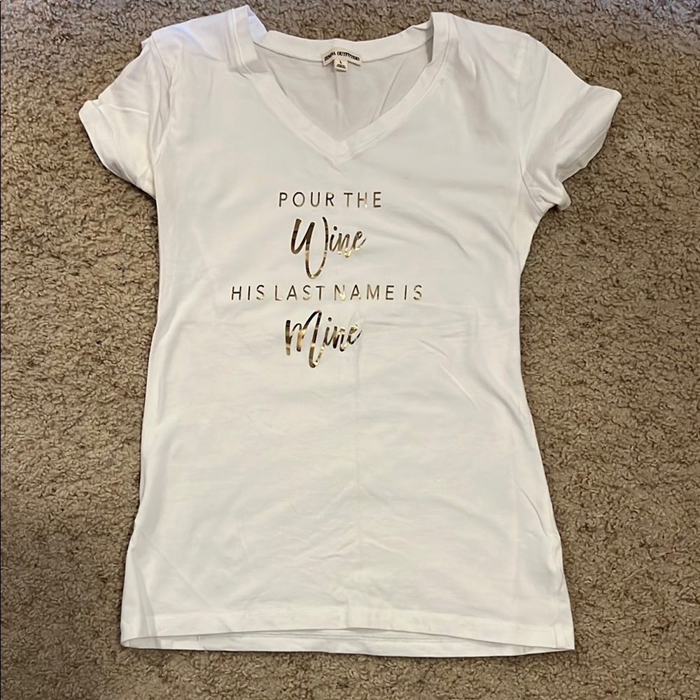 White V-Neck Graphic Tee